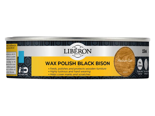 Liberon Black Bison Wax Paste Medium Oak 150ml LIBBPWMO150N