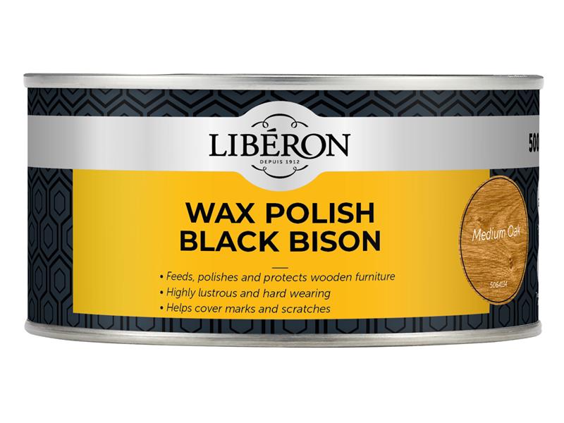Liberon Black Bison Wax Paste Medium Oak 500ml LIBBPWMO500N
