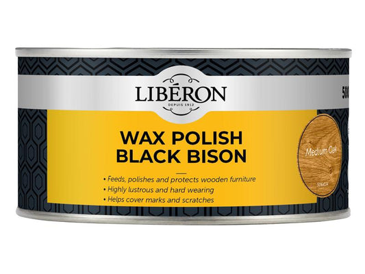 Liberon Black Bison Wax Paste Medium Oak 500ml LIBBPWMO500N