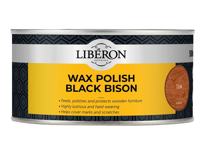 Liberon Black Bison Wax Paste Teak 500ml LIBBPWT500N