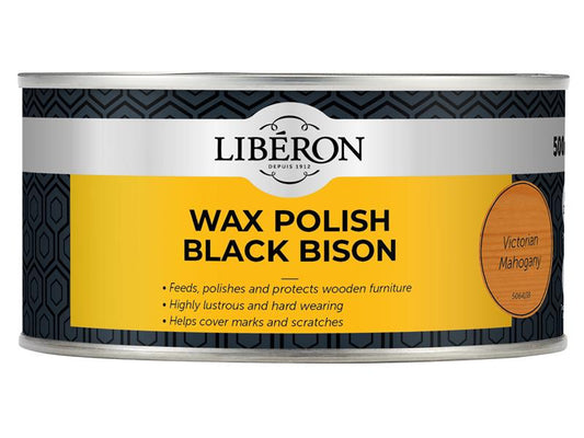 Liberon Black Bison Wax Paste Victorian Mahogany 500ml LIBBPWVM500N