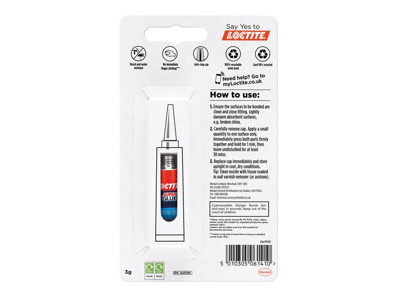 Loctite Super Glue Pure Gel, Tube 3g LOCSGGPG3GNR