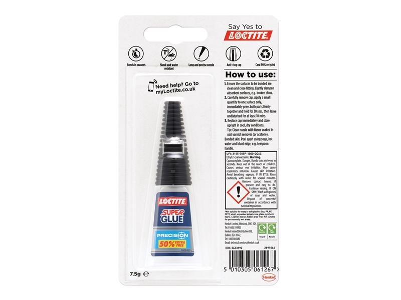 Loctite Super Glue Liquid, Precision Bottle 5g + 50% Free LOCSGL5GAVNR