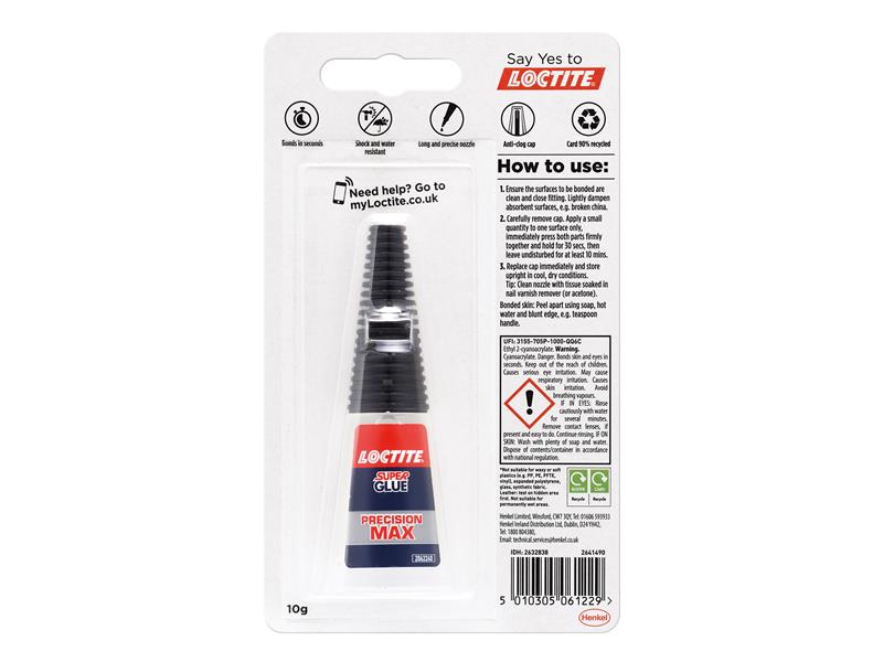 Loctite Super Glue Liquid, Precision Max Bottle 10g LOCSGLP10GNR