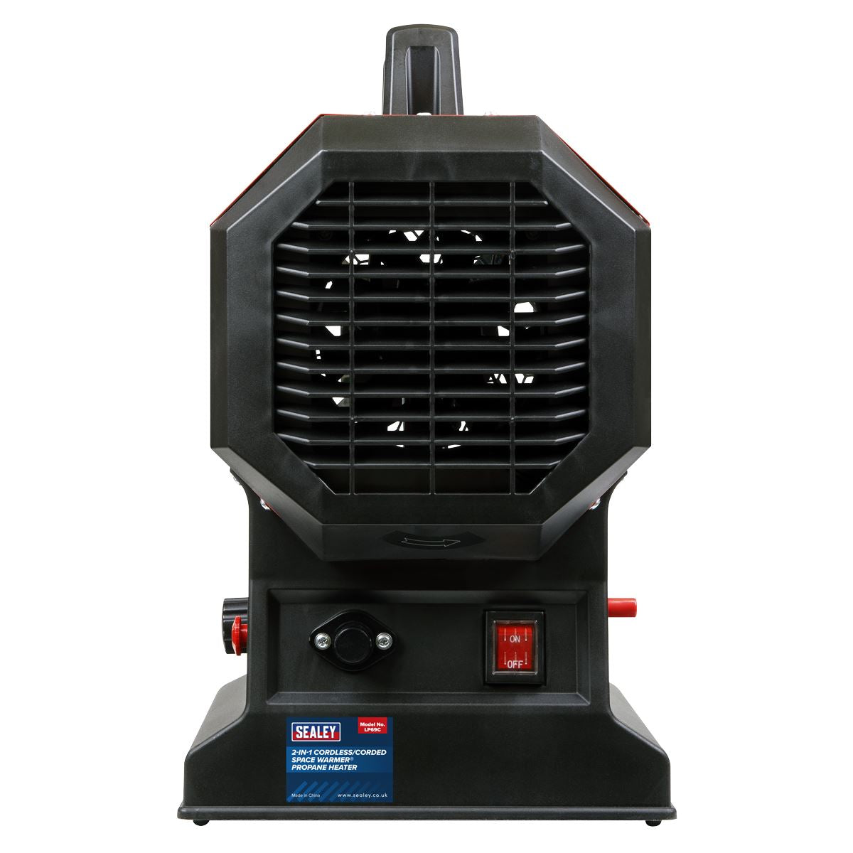 Sealey 230V Space Warmer&reg; Propane Heater 30,000-68,000Btu/hr (9-20kW) with 20V 4Ah Kit LP69CCOMBO