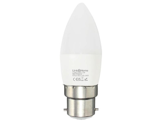Link2Home Wi-Fi LED BC (B22) Opal Candle Dimmable Bulb, White + RGB 470 lm 5.5W LTHB225W