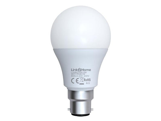 Link2Home Wi-Fi LED BC (B22) Opal GLS Dimmable Bulb, White + RGB 800 lm 9W LTHB229W