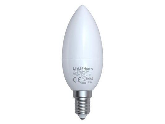 Link2Home Wi-Fi LED SES (E14) Opal Candle Dimmable Bulb, White + RGB 400 lm 5W LTHE145W