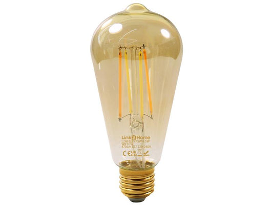 Link2Home Wi-Fi LED ES (E27) Pear Filament Dimmable Bulb, White 470 lm 4.5W LTHFEE27P5W