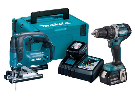 Makita LXT Cordless Drill & Jigsaw Combo Kit 18V 2 x 5.0Ah Li-ion MAKDLX2202TJ