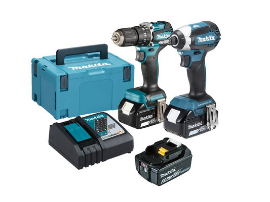 Makita Twin Pack 18V 3 x 5.0Ah Li-ion Combi Drill Impact Driver MAKDLX2460T3