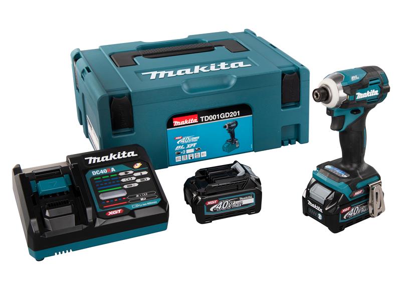 Makita Impact Wrench 40V 2 x 2.5Ah Li-ion Torque 220Nm 6.35mm 1/4in TD001GD201