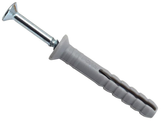 MASONMATE Nylon Hammer In Fixing 6 x 40mm Pack Of 150 MAMHF640