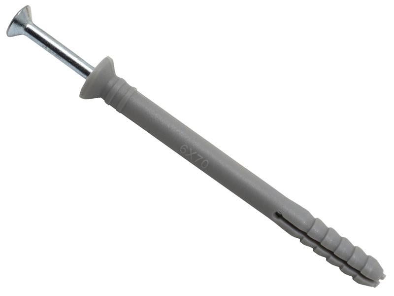 MASONMATE Nylon Hammer In Fixing 6 x 70mm Pack Of 100 MAMHF670