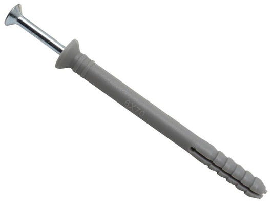 MASONMATE Nylon Hammer In Fixing 6 x 70mm Pack Of 100 MAMHF670