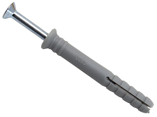 MASONMATE Nylon Hammer In Fixing 8 x 60mm Pack Of 100 MAMHF860