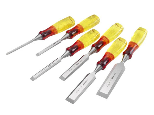 IRWIN Marples M373 Bevel Edge Chisel Splitproof Handle Set, 6 Piece MAR373S6