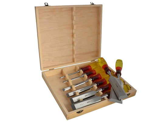 IRWIN Marples M373 Bevel Edge Chisel Splitproof Handle Set, 8 Piece MAR373S8