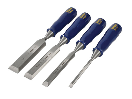 IRWIN® Marples® M444 Bevel Edge Chisel Blue Chip Handle Set, 4 Piece MAR444S4