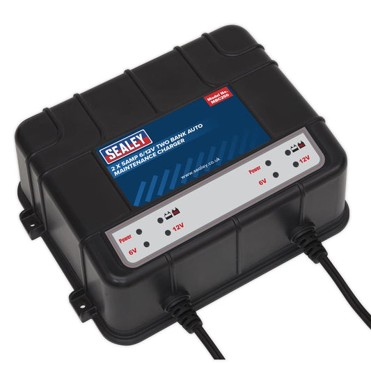 Sealey Two Bank 6/12V 10A (2 x 5A) Auto Maintenance Charger MBC250