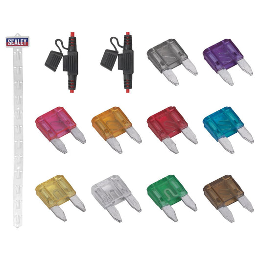 Sealey Automotive Mini Blade Fuses & Holders Clip Strip Deal MBFSET