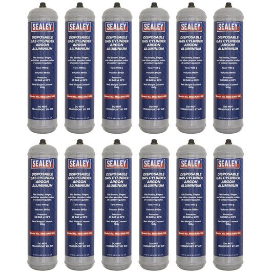 Sealey Gas Cylinder Disposable Argon 100g - Box of 12 MIG/ARG/100/12