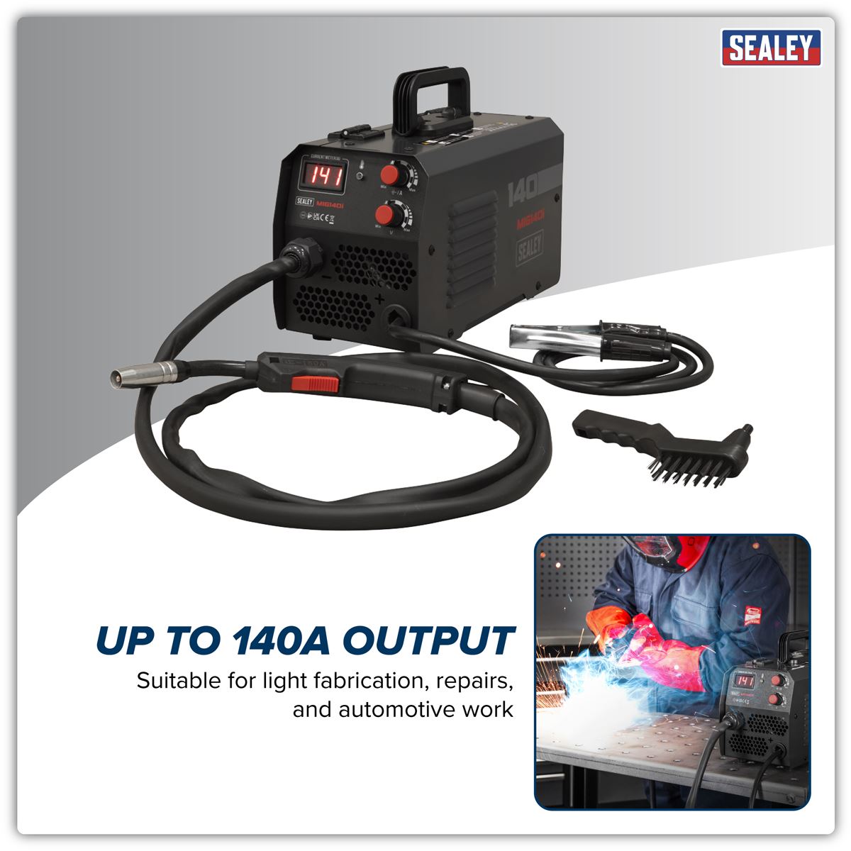 Sealey Flux Cored Gasless MIG Inverter Welder 140A MIG140i