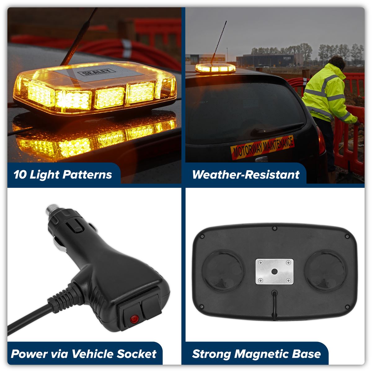 Sealey Mini Light Bar 50W SMD LED 12/24V Magnetic Base MLB80MB