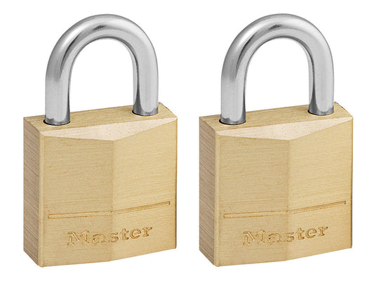 Master Lock Solid Brass 20mm Padlock 3-Pin - Keyed Alike x 2 MLK120T