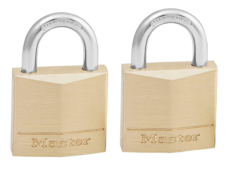 Master Lock Solid Brass 30mm Padlock 4-Pin - Keyed Alike x 2 MLK130T
