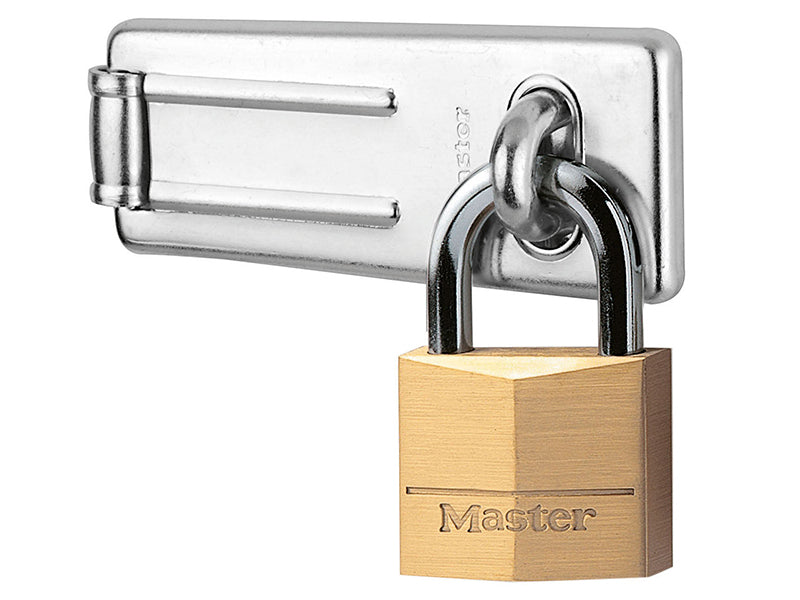 Master Lock Hasp 89mm + Solid Brass Padlock 40mm MLK140703