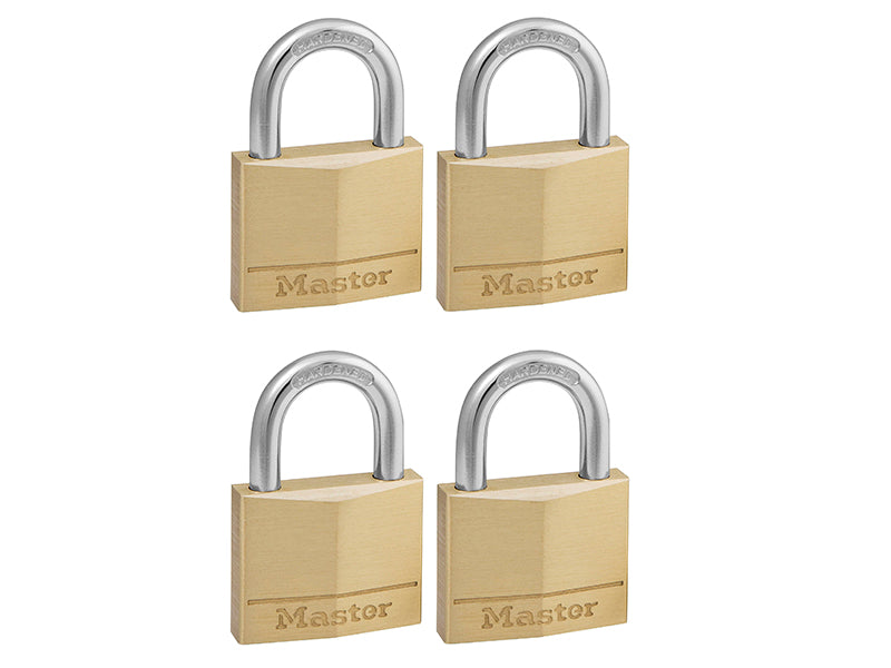 Master Lock Solid Brass 40mm Padlock 4-Pin - Keyed Alike x 4 MLK140Q