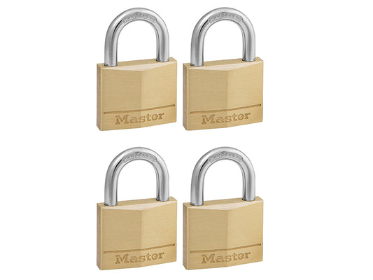 Master Lock Solid Brass 40mm Padlock 4-Pin - Keyed Alike x 4 MLK140Q