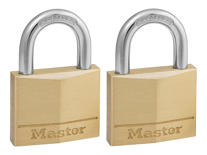 Master Lock Solid Brass 40mm Padlock 4-Pin - Keyed Alike x 2 MLK140T