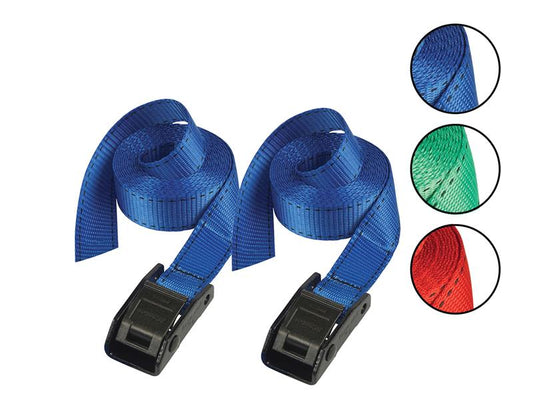 Master Lock Lashing Strap with Metal Buckle, Coloured 5m 150kg (Pack 2) MLK3379ECOL