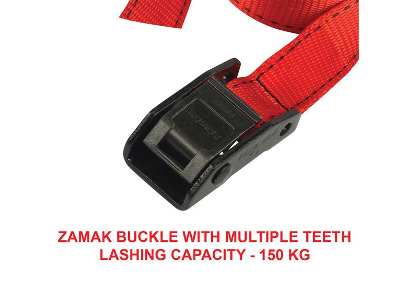 Master Lock Lashing Strap with Metal Buckle, Coloured 5m 150kg (Pack 2) MLK3379ECOL