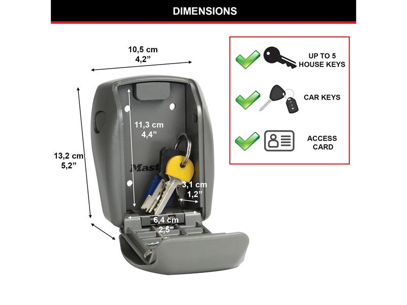 Master Lock Wall-Mounted Reinforced Key Lock Box Bagged MLK5415EB