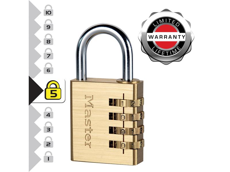 Master Lock Brass Finish 40mm 4-Digit Combination Padlock MLK604
