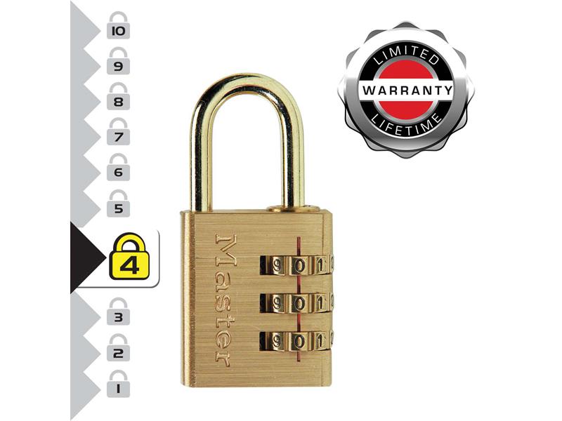 Master Lock Brass Finish 30mm 3-Digit Combination Padlock MLK630