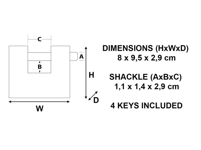 Master Lock Armoured 80mm Zinc Body Shutter Padlock MLK680