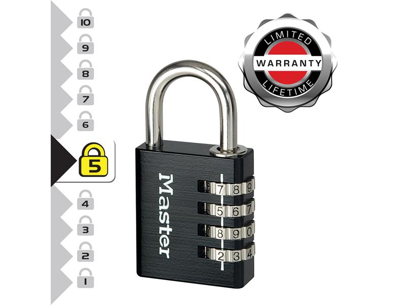Master Lock Black Finish 40mm 4-Digit Combination Padlock MLK7640BLK