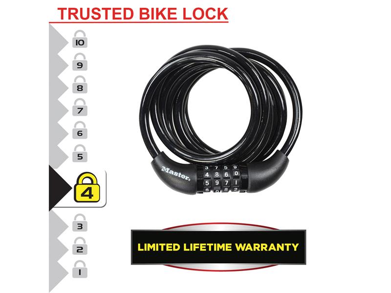 Master Lock Self Coiling Combination Cable 1.8m x 8mm MLK8221E