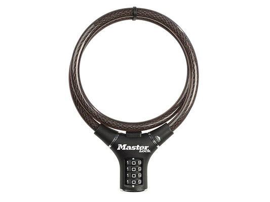 Master Lock Black Steel Rigid Combination Cable 0.9m x 12mm MLK8229E
