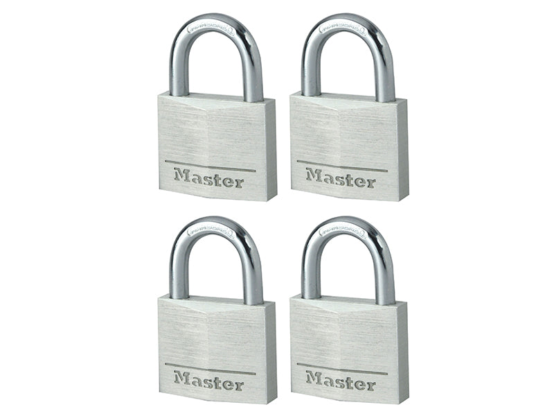 Master Lock Aluminium 40mm Padlock 4-Pin - Keyed Alike x 4 MLK9140Q