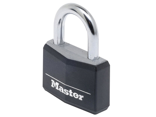 Master Lock Aluminium Black Vinyl Cover 50mm Padlock 4-Pin MLK9150BLK