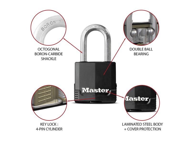 Master Lock Excell™ Weather Tough 45mm Padlock 4-Pin - 38mm Shackle MLKM115LF
