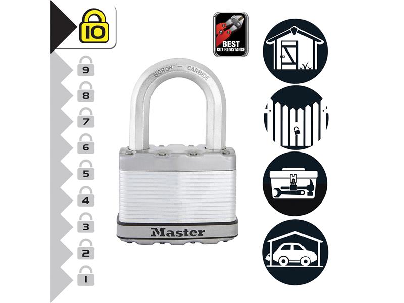 Master Lock Excell™ Laminated Steel 50mm Padlock 4-Pin - 25mm Shackle MLKM5