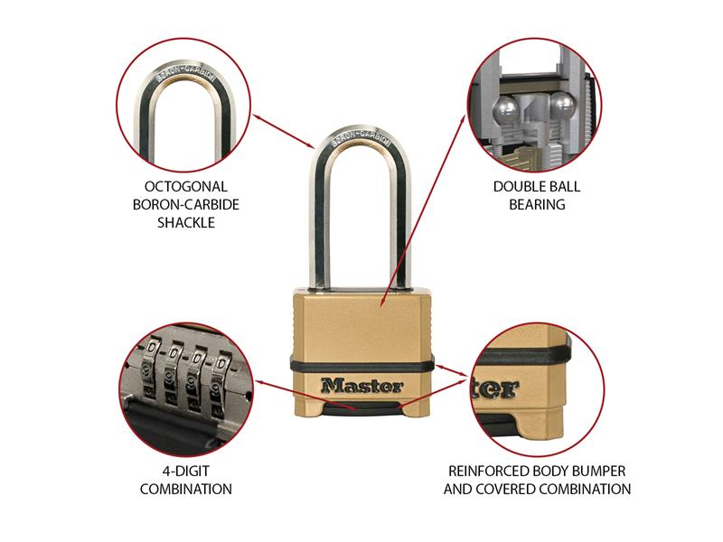 Master Lock Excell™ 4-Digit Combination 50mm Padlock - 51mm Shackle MLKM175LH