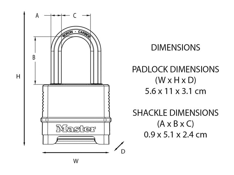 Master Lock Excell™ 4-Digit Combination 50mm Padlock - 51mm Shackle MLKM175LH