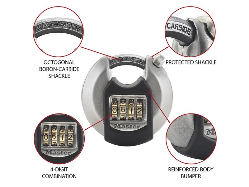 Master Lock Excell™ Discus 4-Digit Combination 70mm Padlock MLKM40NUM